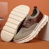 Men's Mesh & Leather Casual Sneakers Breathable Lightweight Slip-on Walking Flats Non-slip Platform Shoes