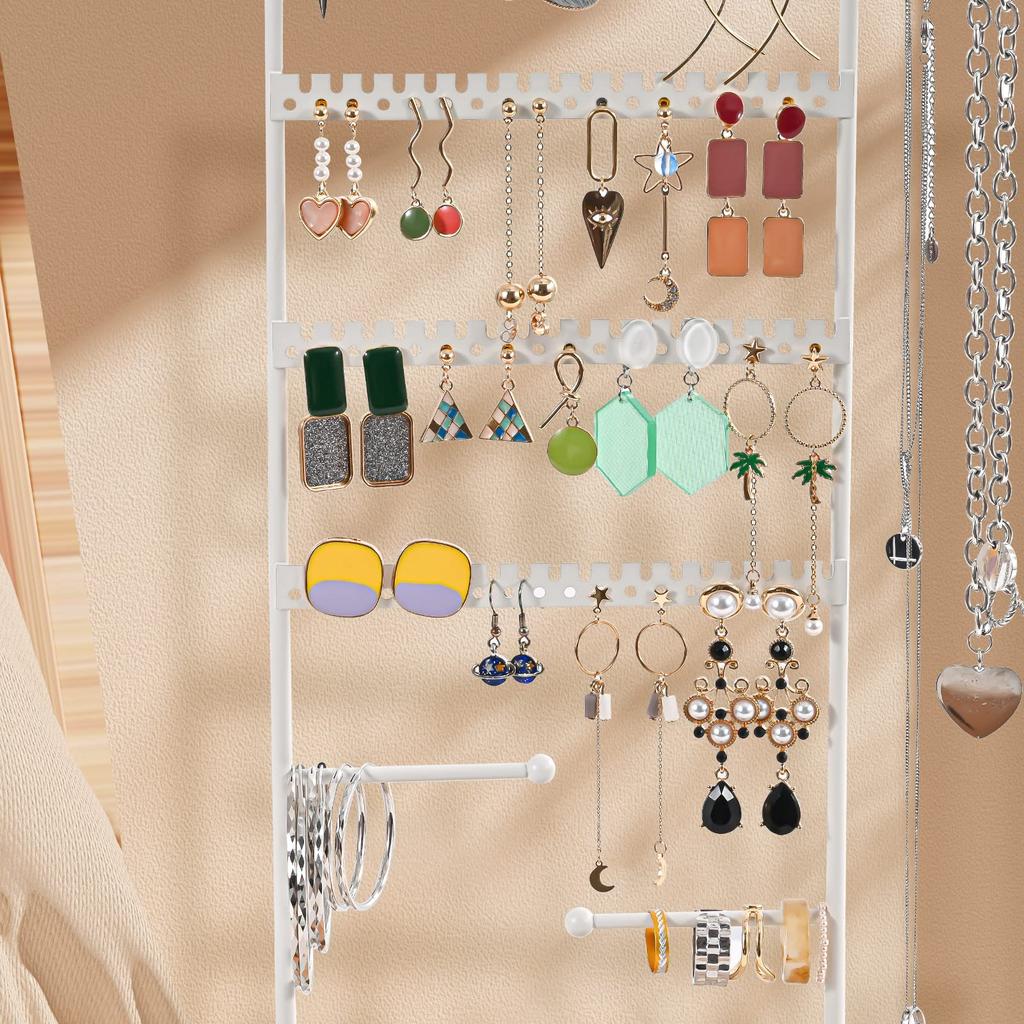 ProCase Accessory Stand Jewelry Stand with 72 Hooks Earring Holder Necklace Storage Display Storage Ring Necklace Earrings White