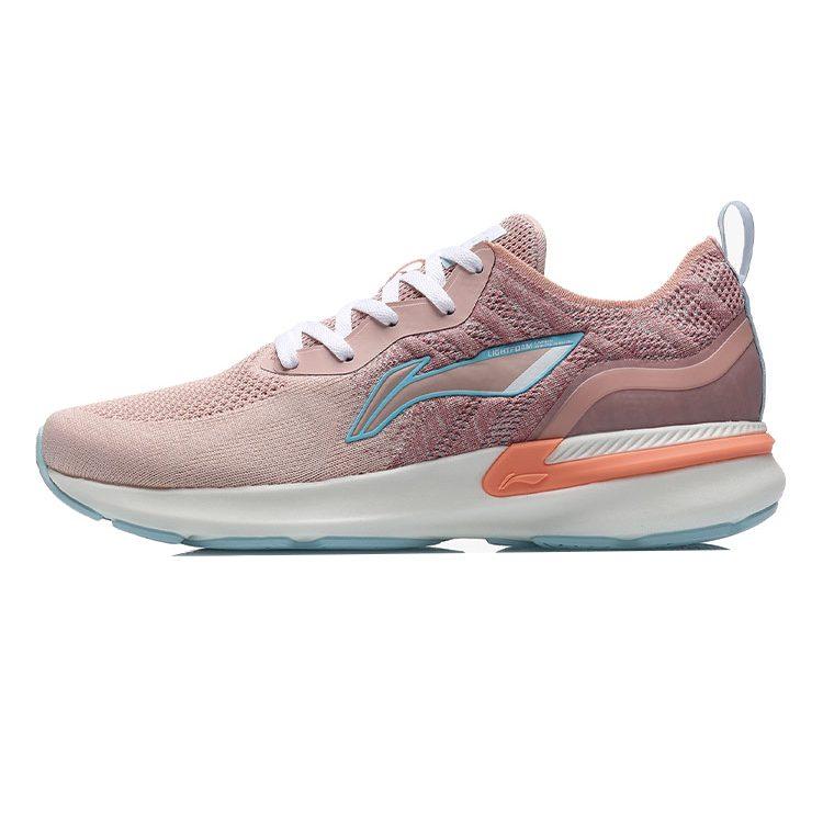 Li Ning Arashi Fabric Slip Resistant, Breathable, Lightweight Rebound Low Top Running Shoes Women's Pink Blue ARHR132-2