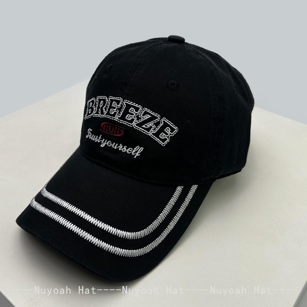 Baseball Striped Stitching Embroidered Letterings Alphabet KFashion Style Korean Women Men Her Him For Fresh Caps Peaked Hats Sunshade Personal