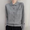 Women's Autumn Lapel Pocket Wool Cardigan – Long Sleeve Solid Color Knit Outerwear