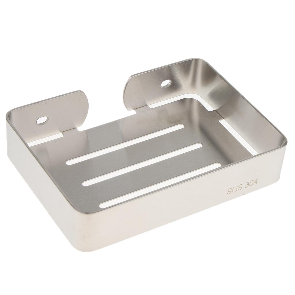 Stainless Steel Soap Holder Wall Mounted Bathroom Soap Dish Tray Drain Rack for Kitchen or Shower