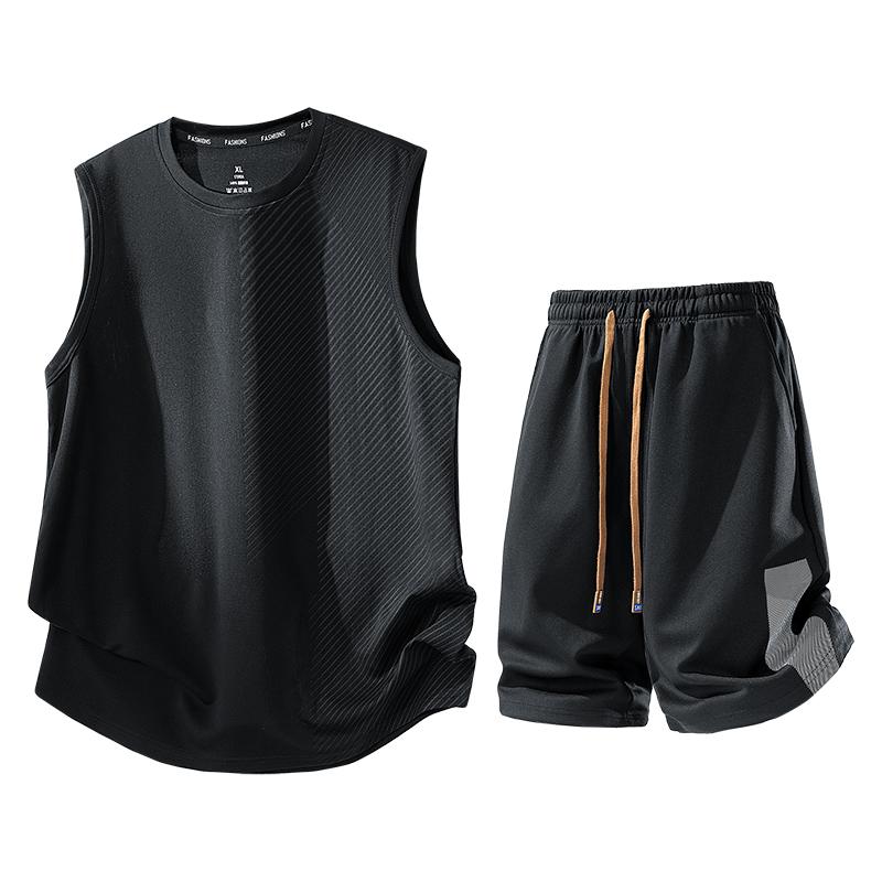 Herren Sommer Lässig Laufen Schnelltrocknend Eis Seide Sport Set Herren Zweiteiliges Set