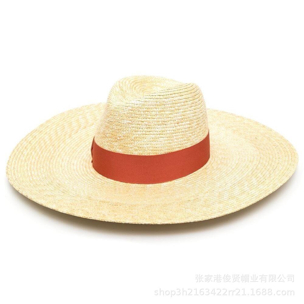 European and American style big brim straw straw straw hat female photo vacation sunscreen jazz top beach hat summer