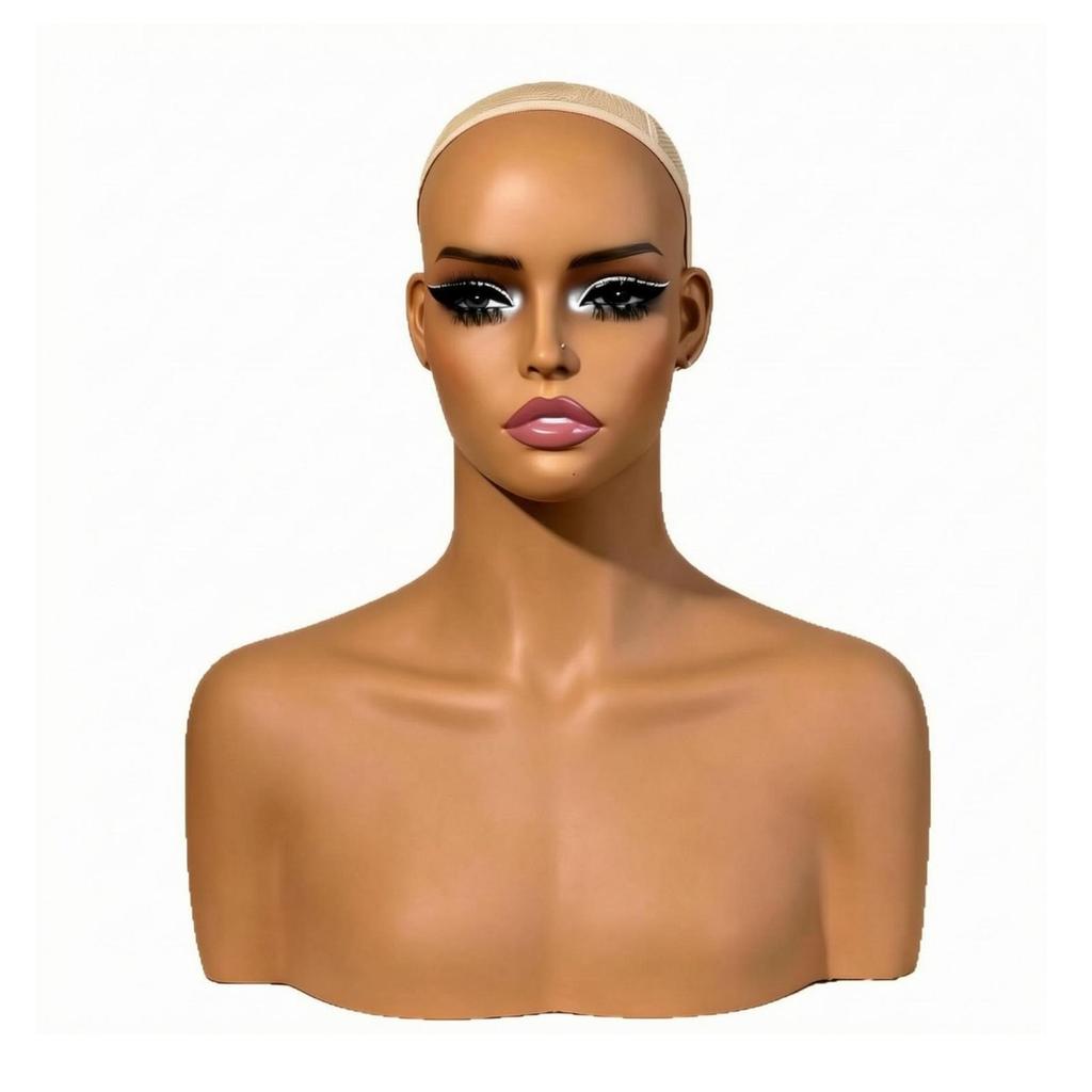 Mannequin Head with Shoulders Toned Hairpiece display Bust Smooth