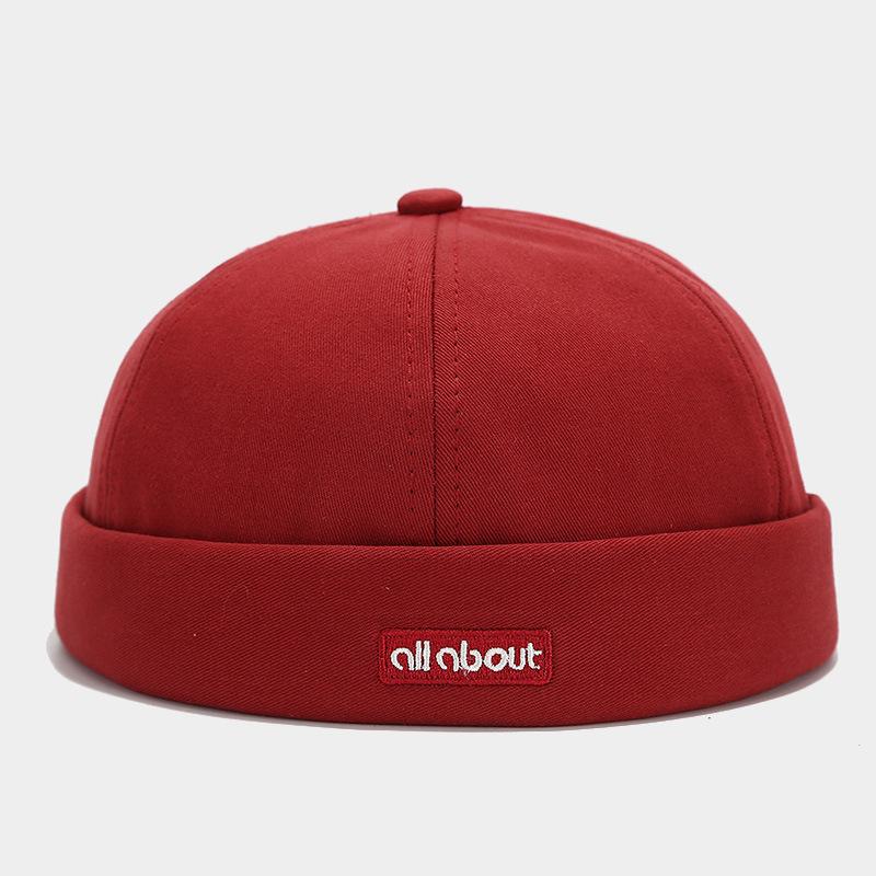

Solid Color Brimless Skullies Cap Beanie Hat Hip Hop Hats Portable Street Men s Vintage Summer Hats Adjustable Sailor Hat Unisex червоний