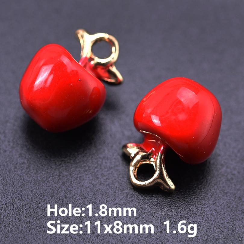 5pcs/Lot Cute Three-Dimensional Fruit Charm Enamel Cherry Mushroom Strawberry Pendants For Jewelry Making Supplies Banana Charms
