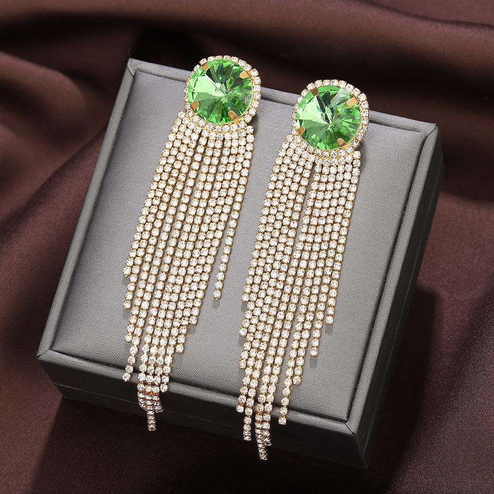 Exaggerated Wind Diamond-Set Fringed Earrings, High-End Niche Design, Exquisite Earrings, Personalized Long Earrings