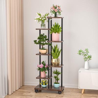 Suporte de Flores Alto de Ferro Forjado de Múltiplas Camadas para Interior, para Sala de Estar ou Varanda