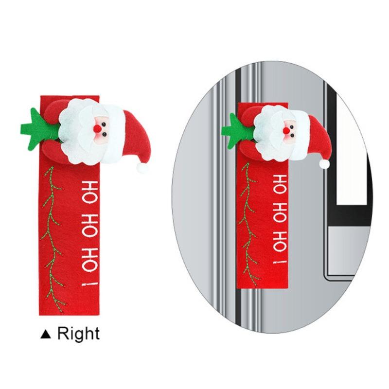 2pcs Christmas Fridge Handle Covers, Santa Claus Microwave Oven Cover, Xmas Kitchen Decor