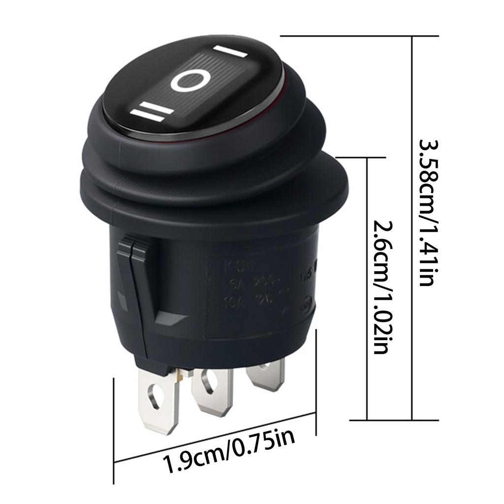 Reliable 3 Pin 3 Position Round Rocker Switch No Light Designs Round Boat Switch for Safe Use In Moist Conditions