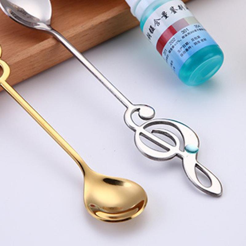 Stainless Steel Musical Notes Coffee Spoon Stirring Cup Spoon Music Stick Ice Cream Spoon Kitchen Tool Spoon Accessories