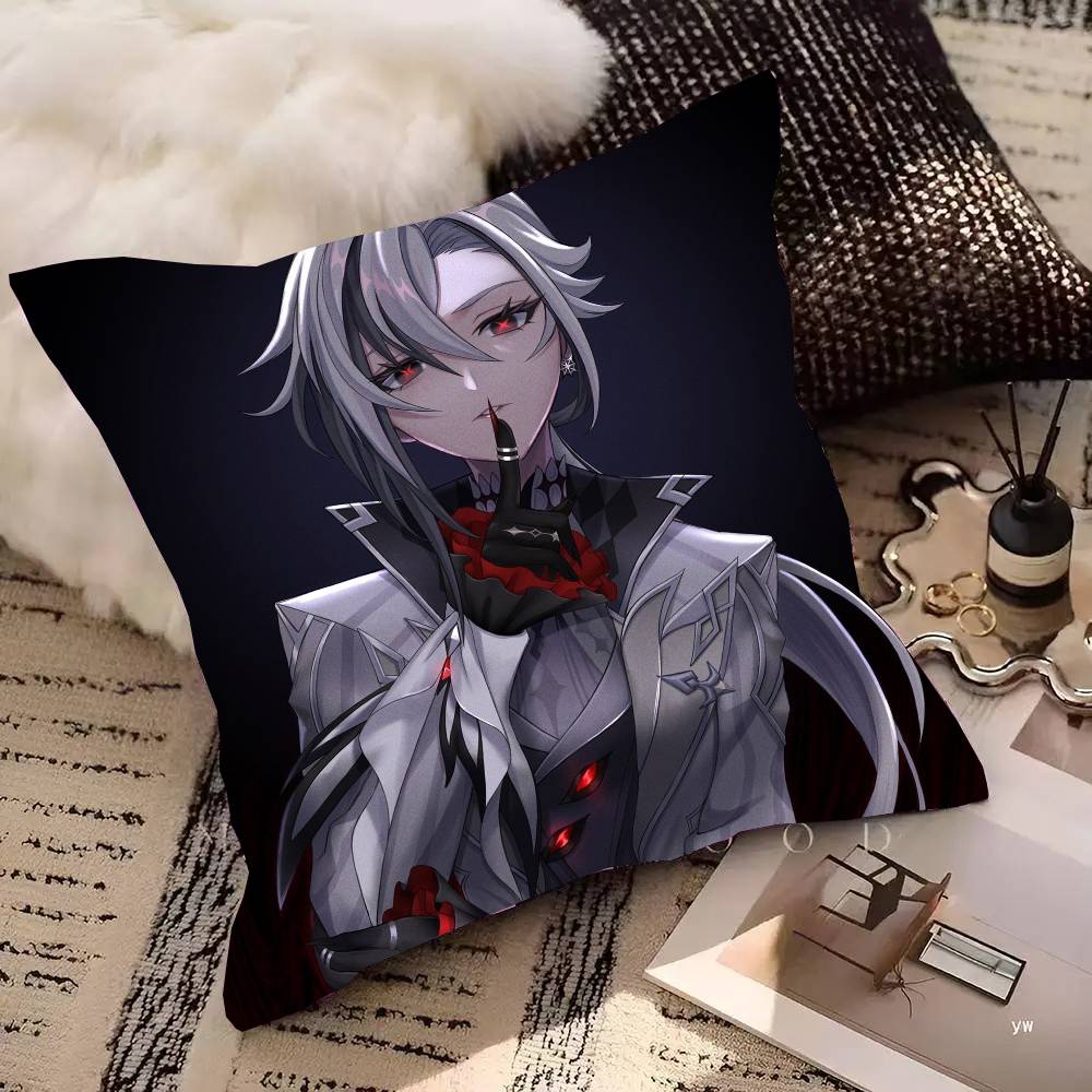 Arlecchino Anime G-Genshin Impact Pillow Case Fashion Square Pillowcase Bedroom Sofa Room Ins Decoration Leisure