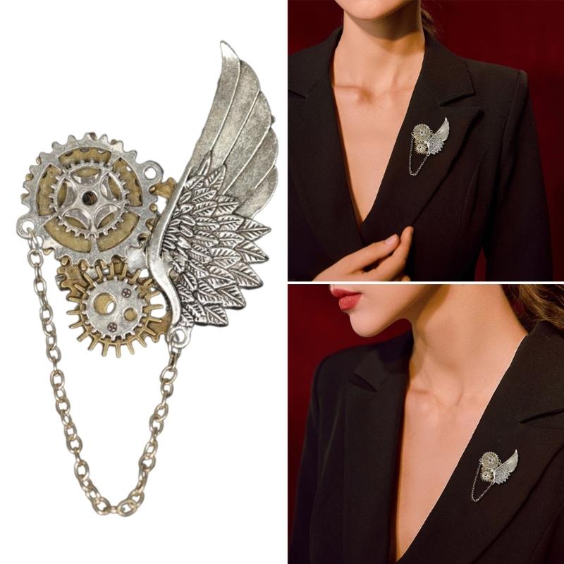 Broche Pin Steampunk Vintage pour Femmes Hommes Élégant Style Punk Engrenages Broche Pin de Revers Robe Chemise Corsage Pin Décorations