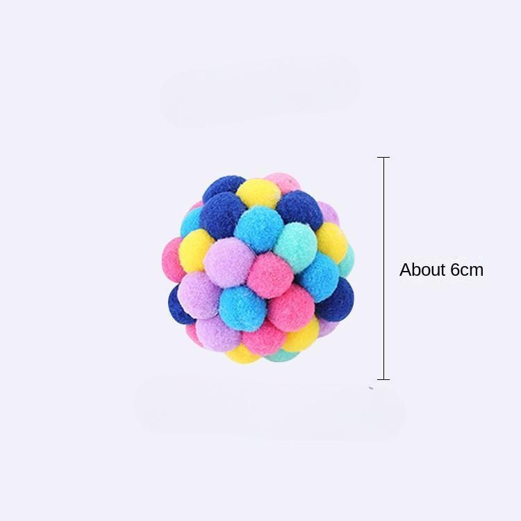 Cat Toys Plush Ball Toy Pet Bouncy Bell Ball Cat Scratching Ball Self Hi Ball Playing Cat Colorful Woolen Ball Amuse Pet Toys