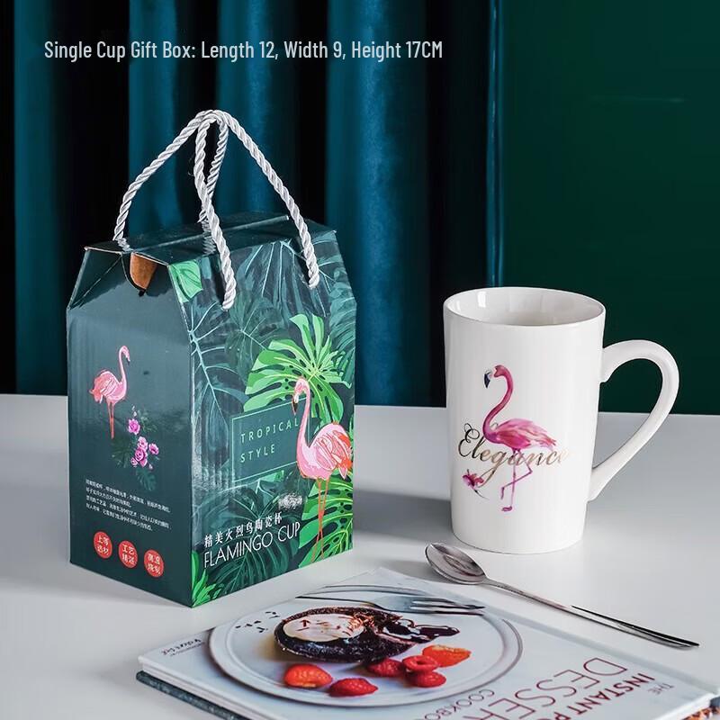 Flamingo Ceramic Mug with Spoon