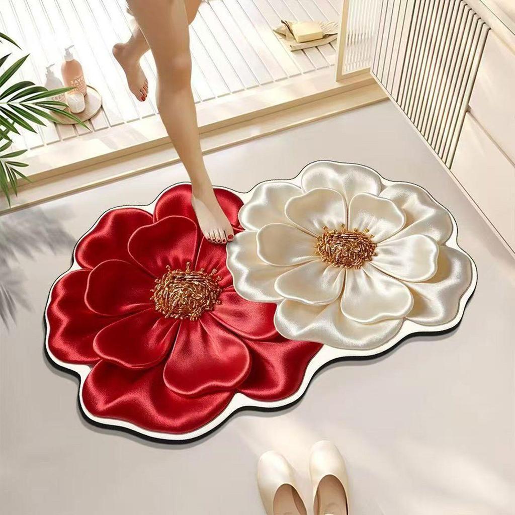 3D Quick-Dry Diatomaceous Earth Bath Mat - Soft, Absorbent, Anti-Slip Door Mat Carpet
