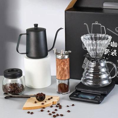 5/7 PCS Sharing Pot Bean Grinder Household Hand Cranked Coffee Utensils Set Hand Brewed Coffee Set Electronic Scale Filter Cup