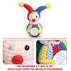 Lustige Positive Häkel-Clown-Puppe mit Karte Emotionale Unterstützung Handgemacht Gestrickt Mini-Clown Geschenke Halloween Weihnachten Heimdeko