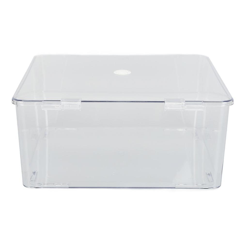 Cosmetic Storage Box Containers with Hinged Lid Dust Proof Large Capacity Space Saving Clear Plastic Case