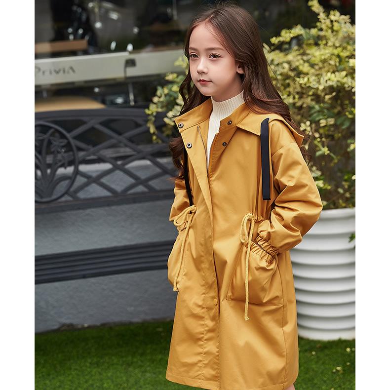 Teenage Girls Trench Coat Add Cotton Hooded Fashion Winter Outdoors Double Breasted Long Windbreaker Thick Coat Outerwear Jacket