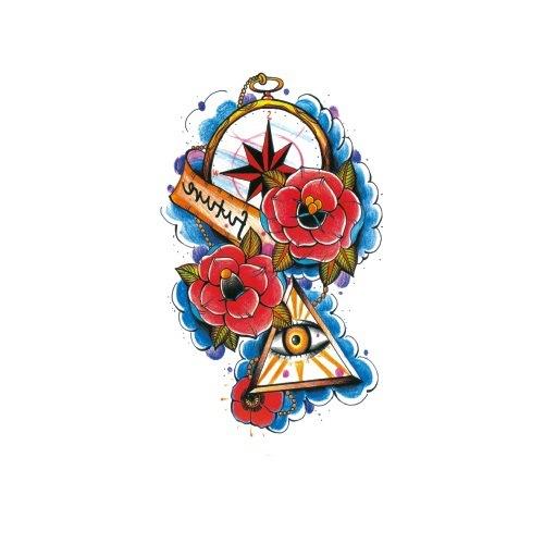 Flower Arm Tattoo Sticker Large Flower Red Rose Body English Arm Chest Cover Waterproof Simulation Tattoo Sticker