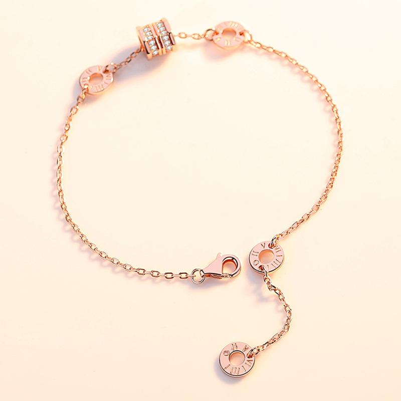 S925 Sterling Silver Small Waist Bracelet for Women In Korean Version, Simple and Classic Jewelry Plated with 18k Rose Gold Bracelet