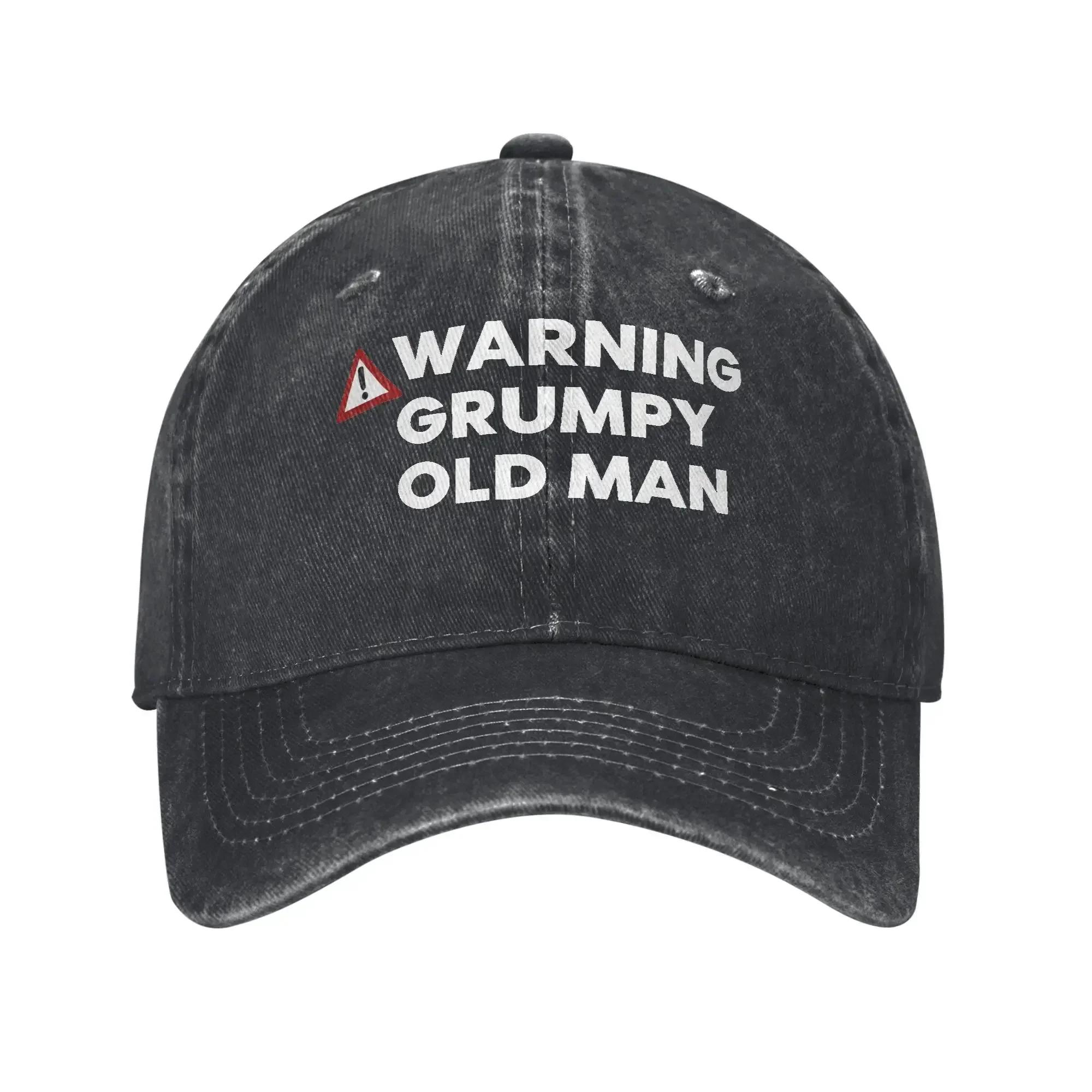 Warning Grumpy Old Unisex Washed Baseball Cap Casual Sun Trucker Hat Summer Unisex Unisex Running Hippie Baseball Caps One Size
