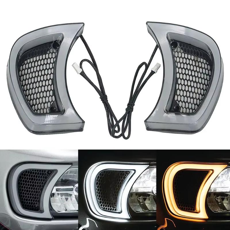 Motorcycle Tracer Headlight Vent Accent LED Indicator Lights For Harley Road Glide 2015 2016 2017 2018