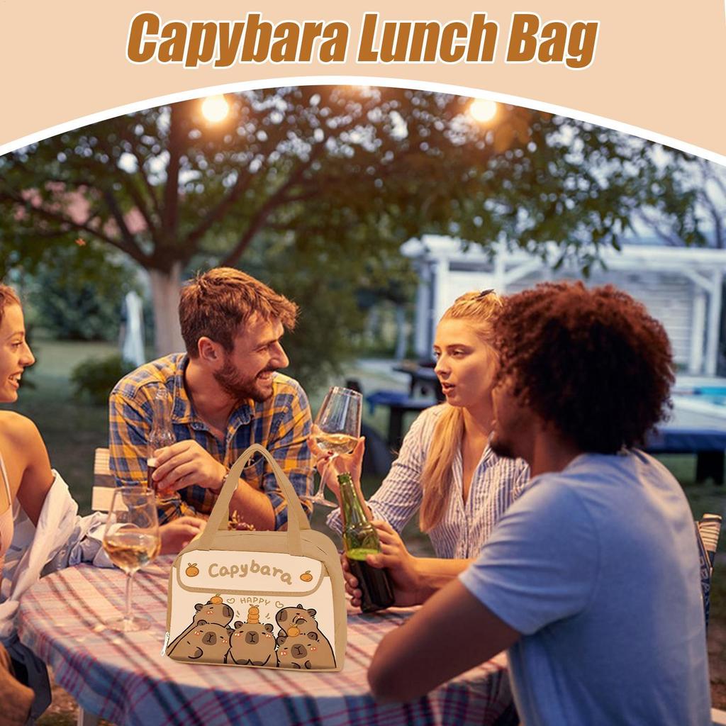 Capybara Insulated Lunch Bags Leak-Proof Waterproof Cooler Thermal Food Container Bag Reusable Lunch Tote for Work School Travel
