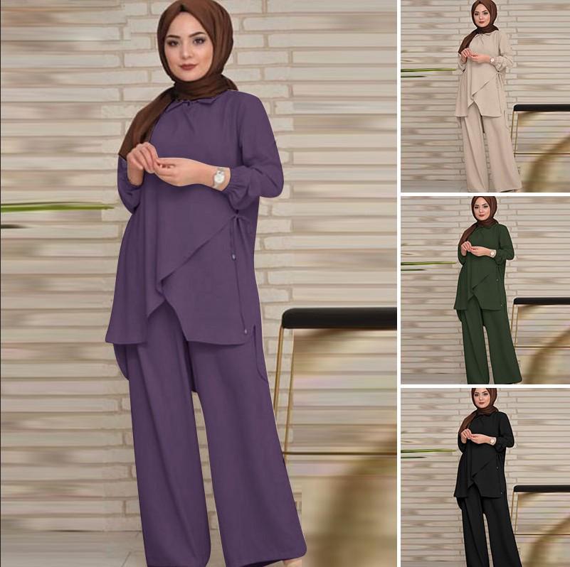 Autumn 2025 European & American Women's Loose Casual Muslim Fashion Two-Piece Set