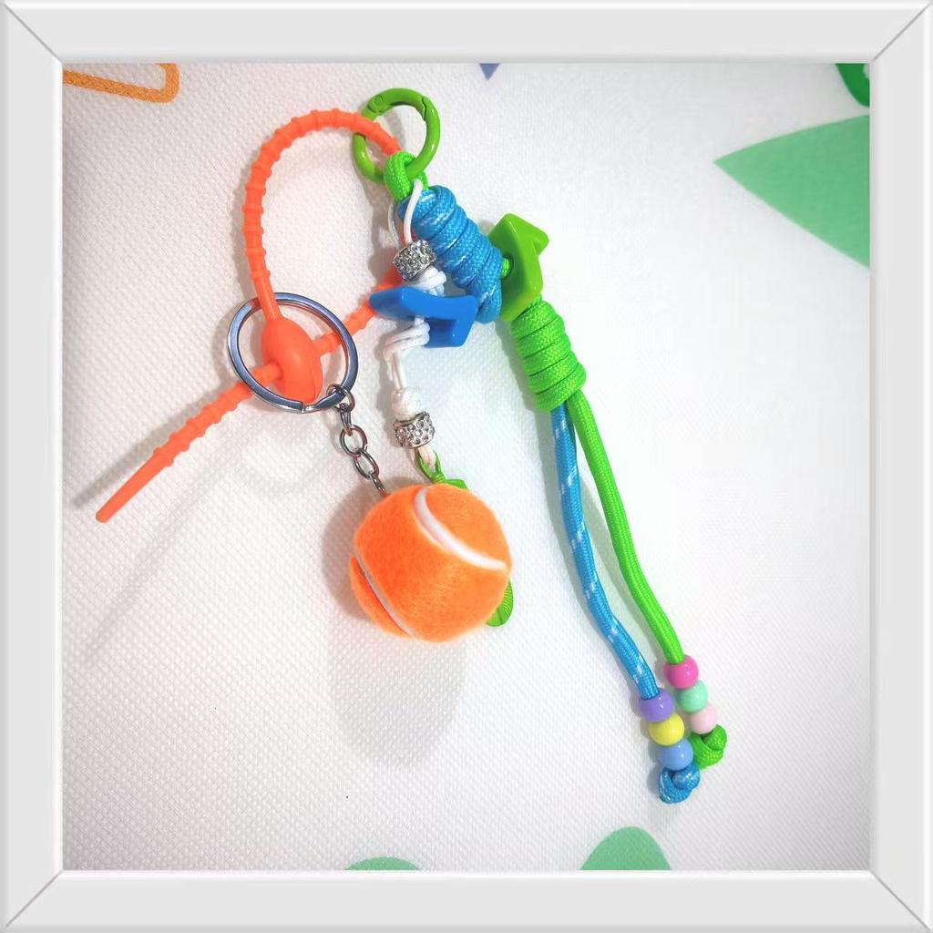 2026miu Series CR7 Style Baseball Keychain: Handmade Woven Lanyard Bag Pendant.