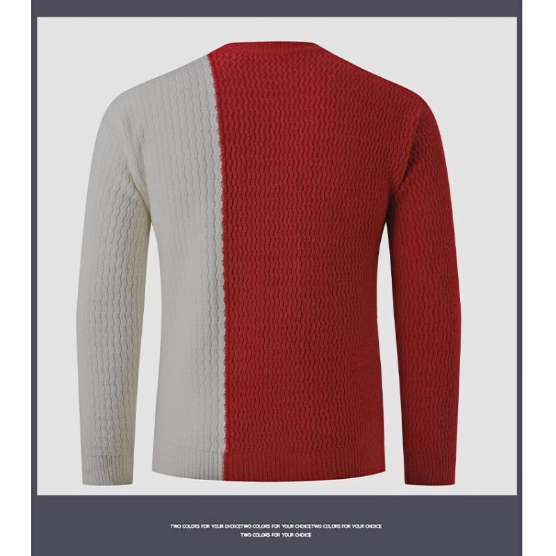 Men S Spliced Thick Knitted Pullover Casual Winter Sweater