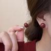Ultra-white Red Bun Pearl Earrings Unique Retro Design Light Luxury Senior Sense Ear Hole-friendly Fashion Ear Jewelry