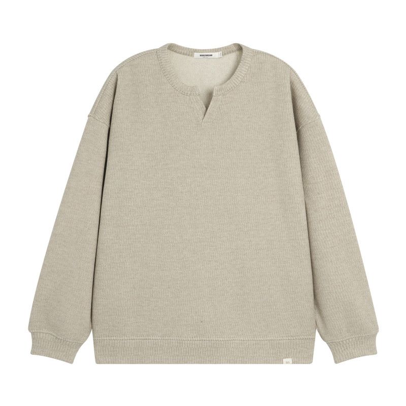 

Bodydream Faux Wool Sweatshirt for Men Geekchic Loose Casual Long-Sleeve Top/Intellectual Oatmeal color XL(1 700-95kg En)