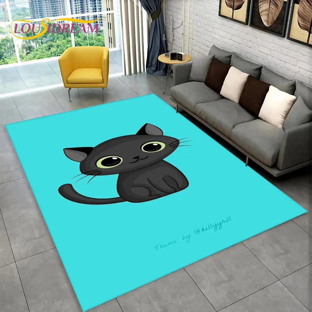 Cute Cat Cartoon Area Rug,Carpet Rug for Living Room Children's Bedroom Sofa Doormat Decor,Kids Play Crawling Non-slip Floor Mat
