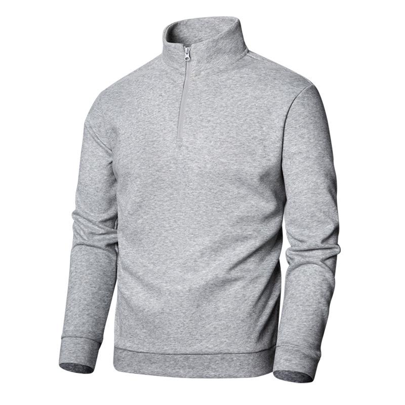 Męska bluza z kapturem, półgolf, gładka, z długim rękawem, casualowa i ciepła na jesień i zimę.