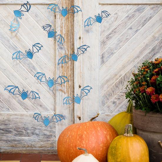 12 Pcs Halloween Bat Wall Sticker Decorations Large Hollow Out Bats Wall Decals for Wall Glass Mirror Living Room Decor