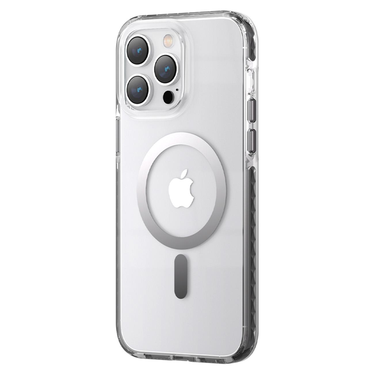 Custodia Magnetica Serie Ghiaccio Cristallo PQY per iPhone 14 MagSafe Grigio