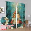 2pcs  2D plane printing Curtains&Window Treatment Christmas Tree Stars Gift Polyester Easy Install (without rod) Room Decor Use