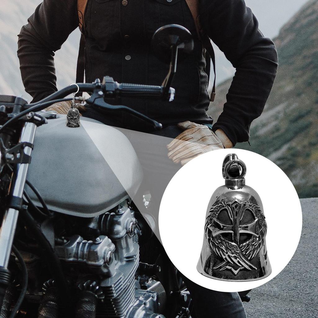 Motorcycle Charm Bell Bikers Good Luck Bell Hanger Alloy Key Chain Accessory Riding Protection Pendant for Family Lovers Adults