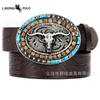 Cintura Western in Denim da Uomo Fibbia a Corno Gioventù Retrò Punk Retrò Stile Retrò