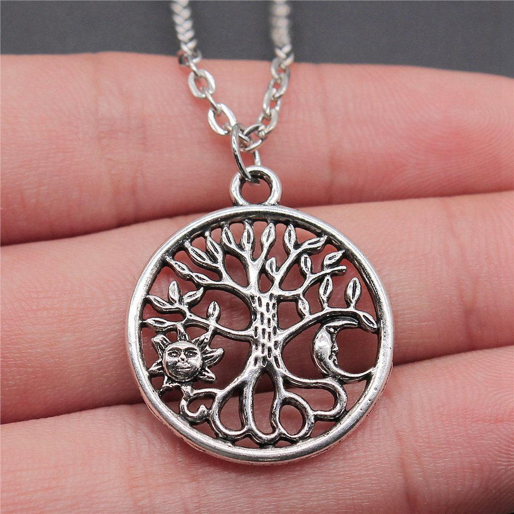 Tree of Life Floral Mandala Pendant Antique Bronze Metal Bridesmaid Choker Necklace Trendy Gift