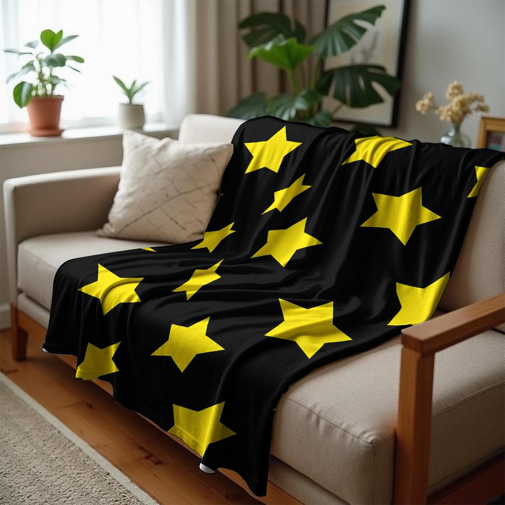 Monochrome Azure Star Anime Cartoon Flannel Blanket Soft Warm Throw for Bedroom Sofa Car Kids Holiday Gift