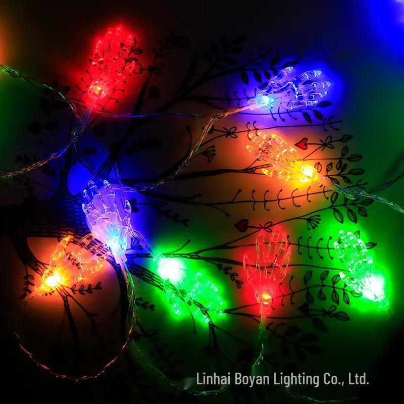 LED String Lights for Halloween and Easter - Ghost Hand and Ghost Bar Decoration with Colored Atmosphere Lighting