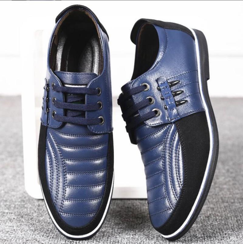 Men Leather Shoes High Quality Elastic Band Fashion Design Solid Tenacity Comfortable Men's Shoes Big Sizes 38-46