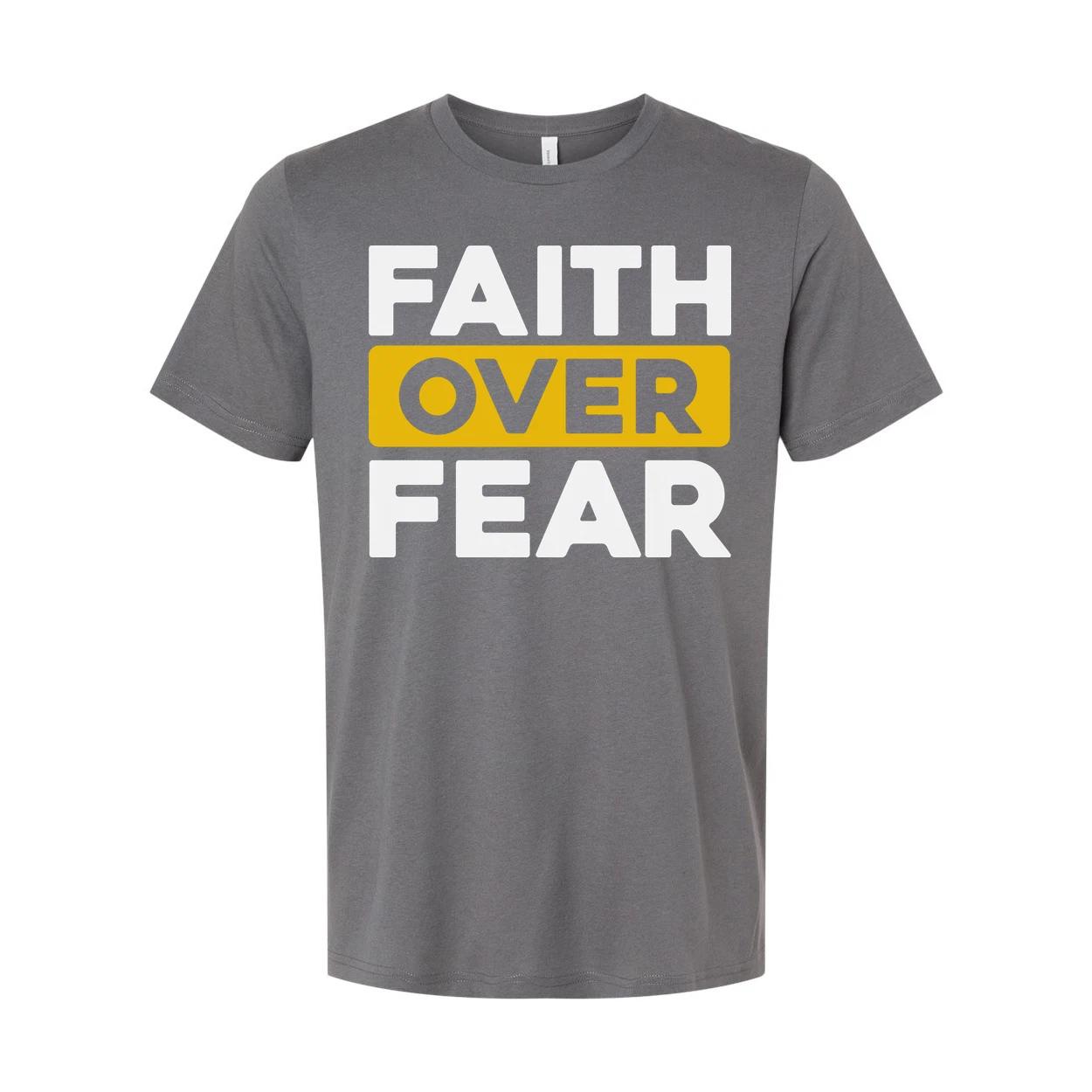 Faith Over Fear Unisex T Shirt With Bold Yellow Highlight On Over For Christian 3XL