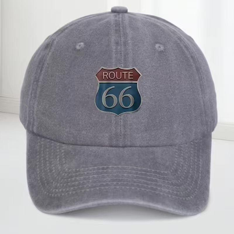 Route 66 Print Baseball Cap for Outdoor Sports and Leisure - Breathable and Drying - Classic Washed Vintage Style Hat