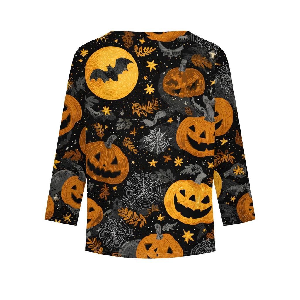 Girls Long Sleeve T Shirts Kids Fall Tops Crewneck Halloween Printed Basic Tees 3-9Y