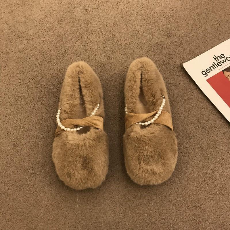 

Интернет-знаменитость Мэри Джейн Мао Мао обувь носить 2024 осень и зима новые белые хлопковые туфли мягкие плоские туфли с одной педалью Doudou 40